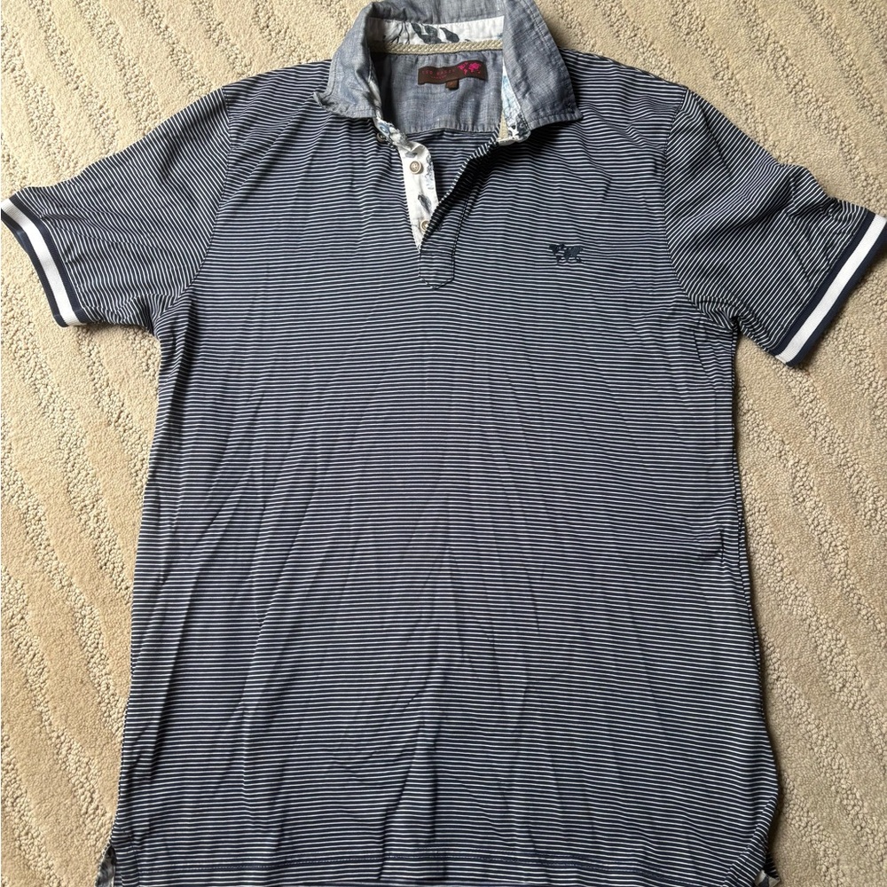 Ted Baker Navy Striped Polo Shirt